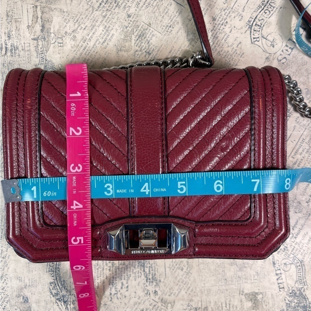 Rebecca Minkoff Small Love Chevron Quilted Leather Crossbody Turn Lock Bag - Picture 11 of 14